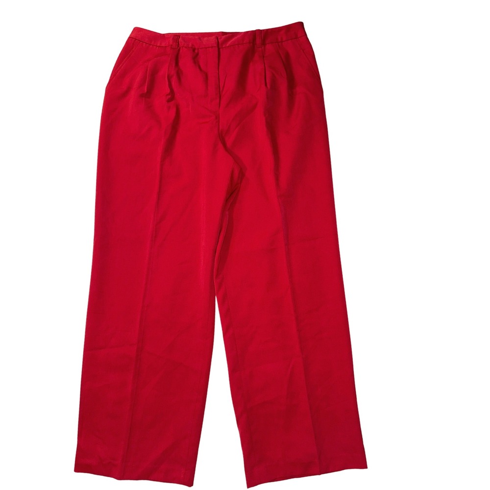 Metrostyle Womens Red Pleated Wide Leg Lined Trousers Dress Pants Size 20 NEW